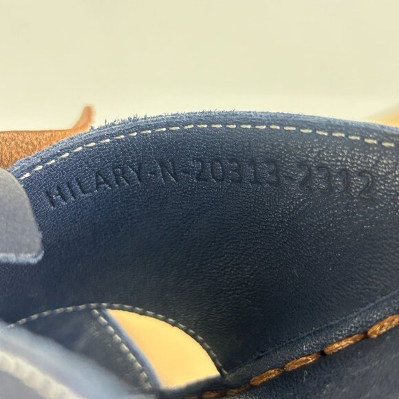 Spring Step Hilary Leather Sandals Womens 6.5/7 EU 37 Blue Tan Floral Wedge - Picture 10 of 11